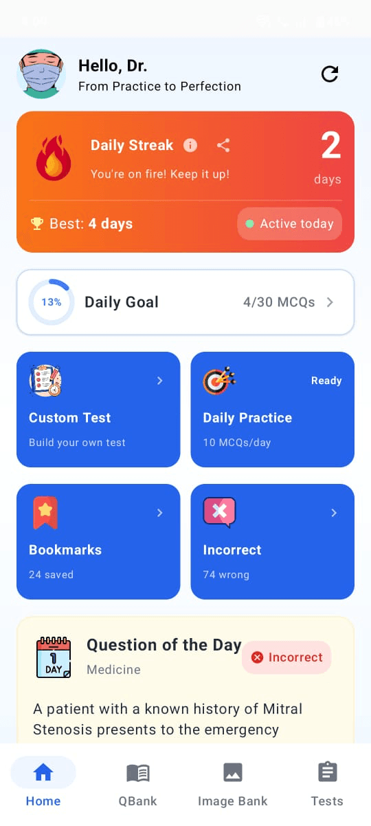 FMGEPrep home screen